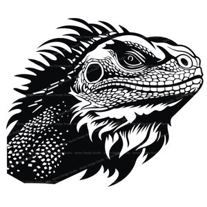 Bearded Dragon Head Svg & PNG Files, Reptile Lizard Clipart Silhouette, Vector Images, SVG For T shirt Design, Transparent Background print