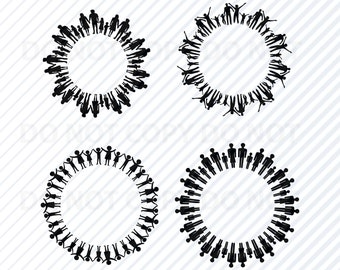 Family Circle Bundle SVG  Family Vector Images People Silhouette Clip ArtPeople SVG FilesEps, Png, dxf Stencil ClipArt person