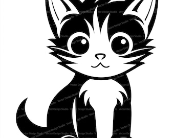 Kätzchen Silhouette Clipart, Vektor Katze (SVG & PNG