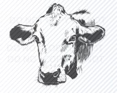 Cow Head SVG Files Clipart  Cow Face Clip Art Silhouette Vector Images SVG Image Farm animal - Eps, Png ,Dxf Cows Logo design svg