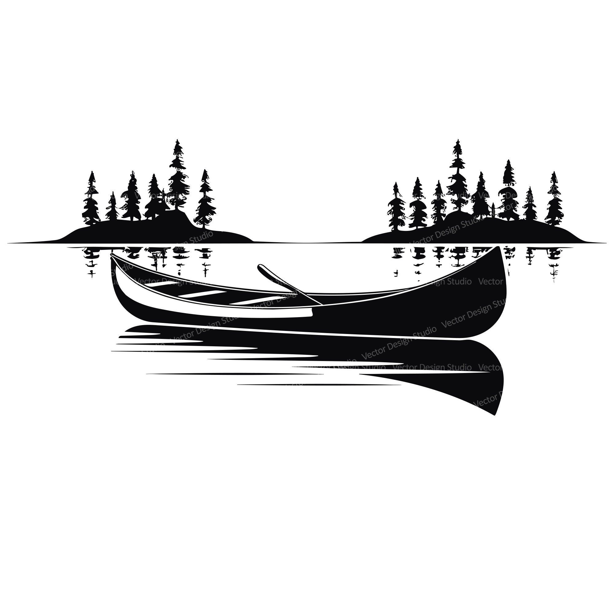 Canoe Silhouette Vector Image Outdoors Camping SVG PNG Files digital 