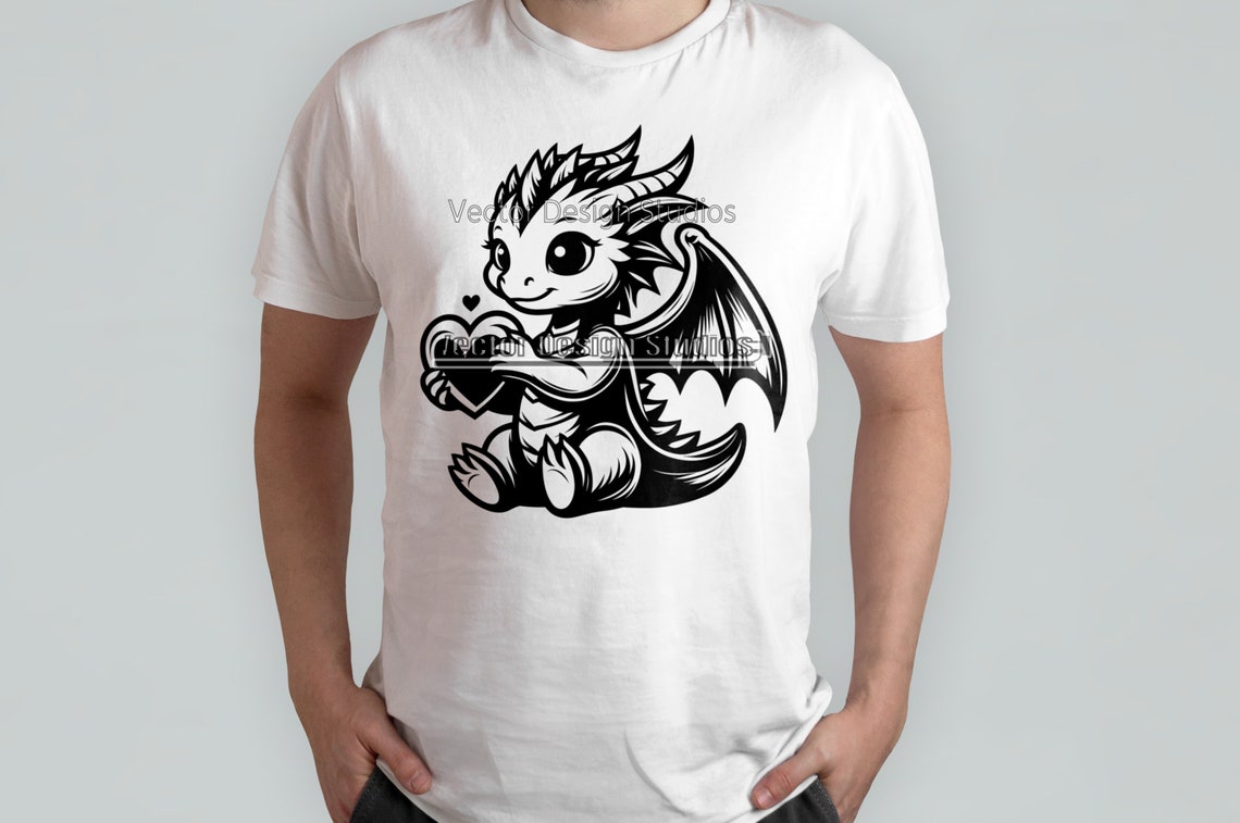 Dragon Holding Heart SVG, Valentines Day Clip Art (digital File - Etsy