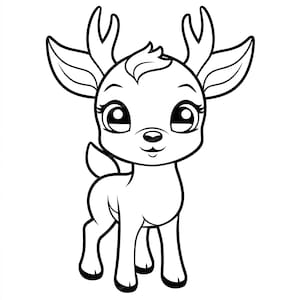 Baby Reindeer  Svg & PNG Files, Winter Christmas Clipart, Silhouette Vector Image, SVG outline Design Graphic, Transparent Background Print