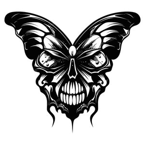 Butterfly Skull SVG File - Spooky Skull Butterfly Vector Images, Silhouette, Gothic SVG design, ClipArt