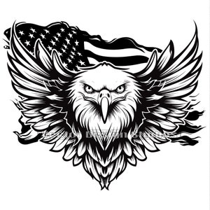 Eagle with American Flag Svg & PNG Files, Patriotic Clipart Vector Image, 4th of July Eagle Shirt Design, American Flag Military veteran svg