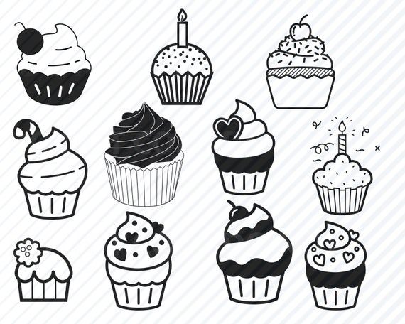 Download Cupcake Svg Files For Cricut Food Svg Clipart Cupcake Etsy