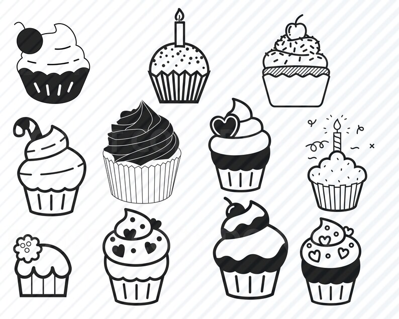 Download Cupcake SVG Files For Cricut Food svg Clipart Cupcake | Etsy