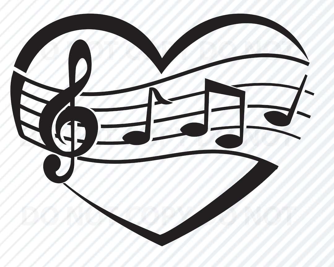 Musical Notes Heart SVG Files Vector Images Silhouette Clip Etsy