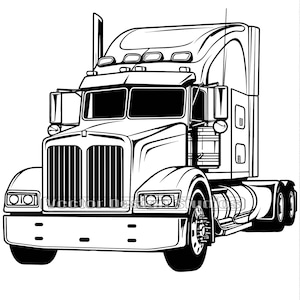 Semi Truck SVG & PNG File Graphic, Semi Rig Truck Vector Clipart, 18 roues SVG pour la conception de t-shirts, Big Rig Freight Truck Clipart