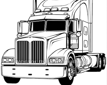 Semi Truck Svg & PNG File Graphic, Semi Rig Truck Vector Clipart, 18 wheeler SVG For T shirt Design, Big Rig Freight Truck Clipart