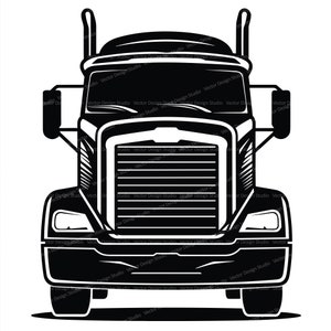 Semi Truck Svg & PNG Files, Big Rig 18 Wheeler Clipart, Truck Silhouette Vector Image, SVG Shirt Design Graphic, Transparent Background