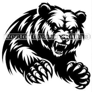 Bear Svg & PNG Files, Bear Head Logo Design Clipart, Grizzle Bear Silhouette Vector Image Clip art, Bear Face Digital Download