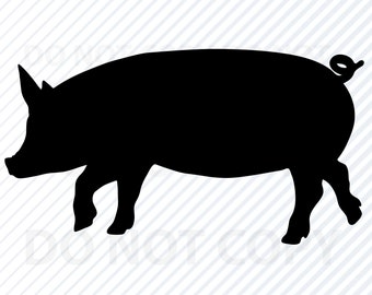 Pig SVG Files - Pig Clip Art- Pig Silhouette Vector Images - Farm animal svg - Pig png- Eps, Pig Dxf cnc cut files Farm animal