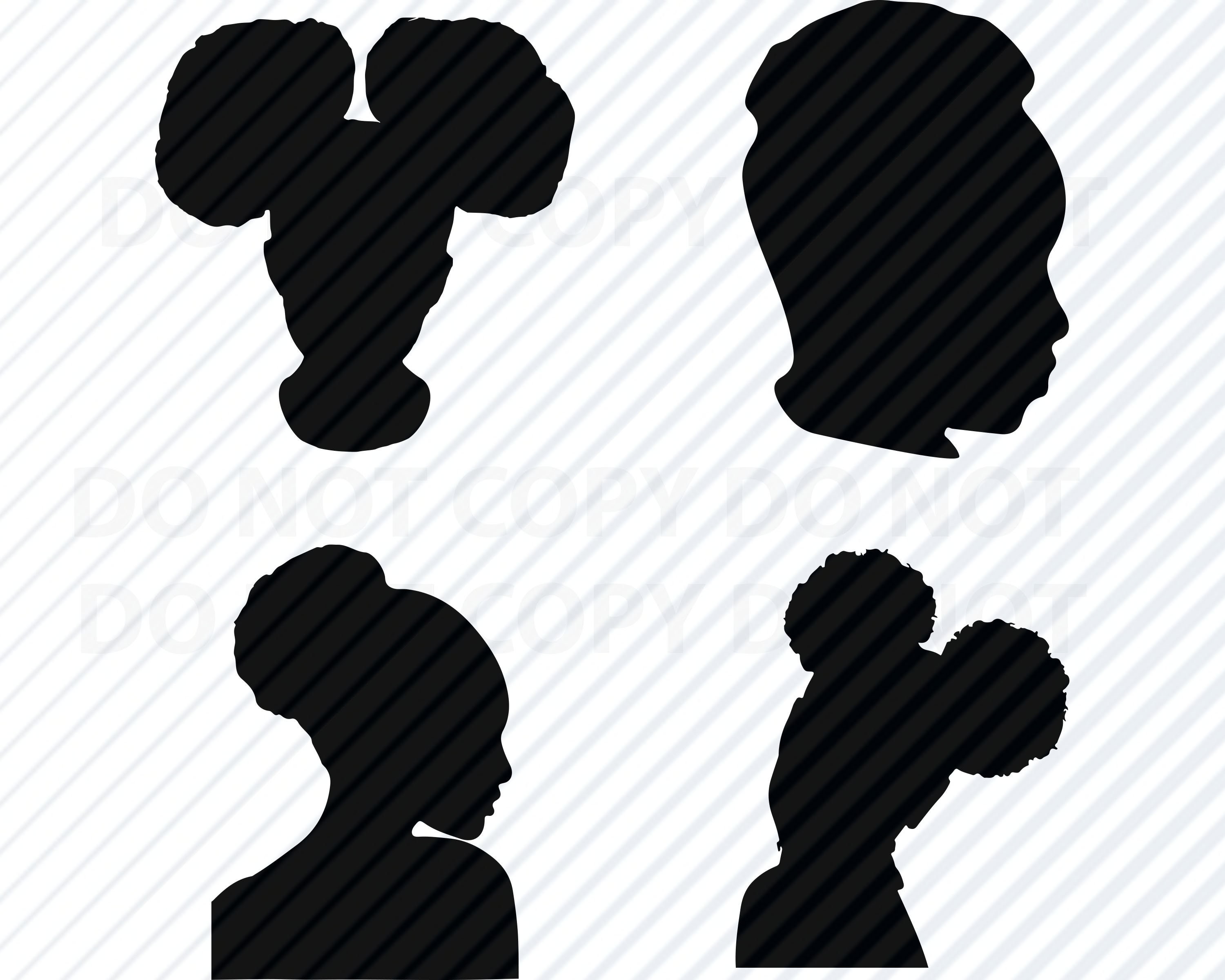 Girl Afro Puff Silhouette SVG Bundle Woman Afro Clip Art Afro Etsy