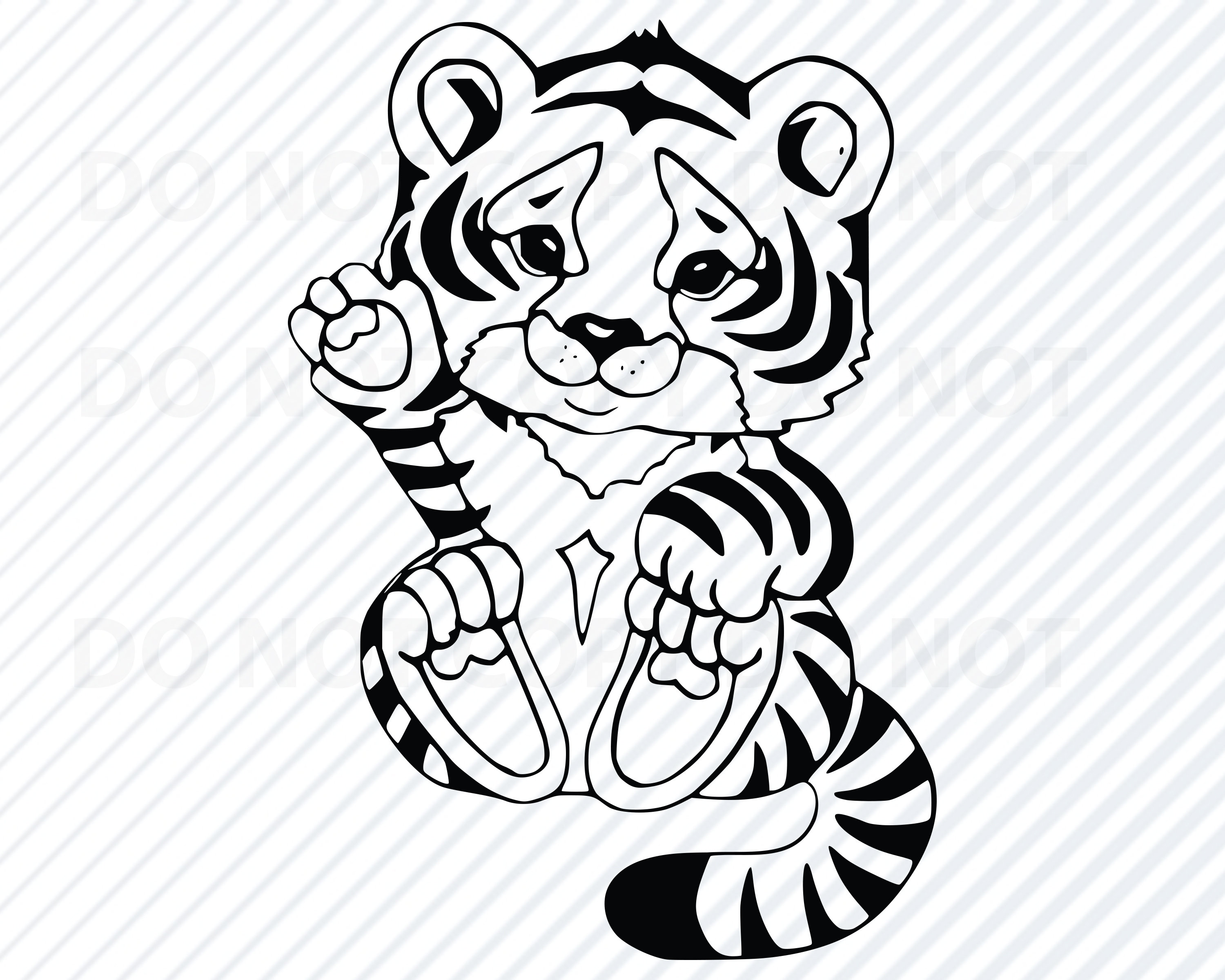 Download Baby Tiger 3 SVG Black & white Transfer Vector Images | Etsy