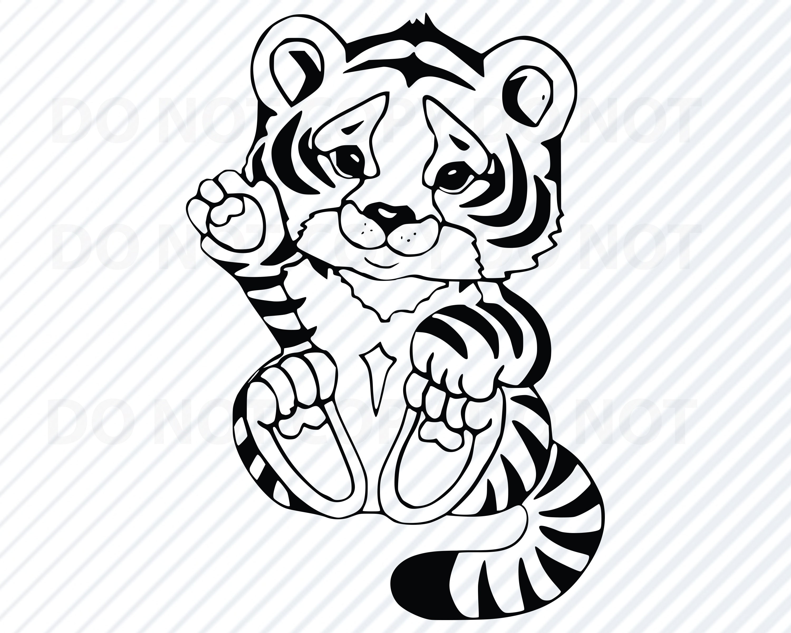 black and white tiger clipart