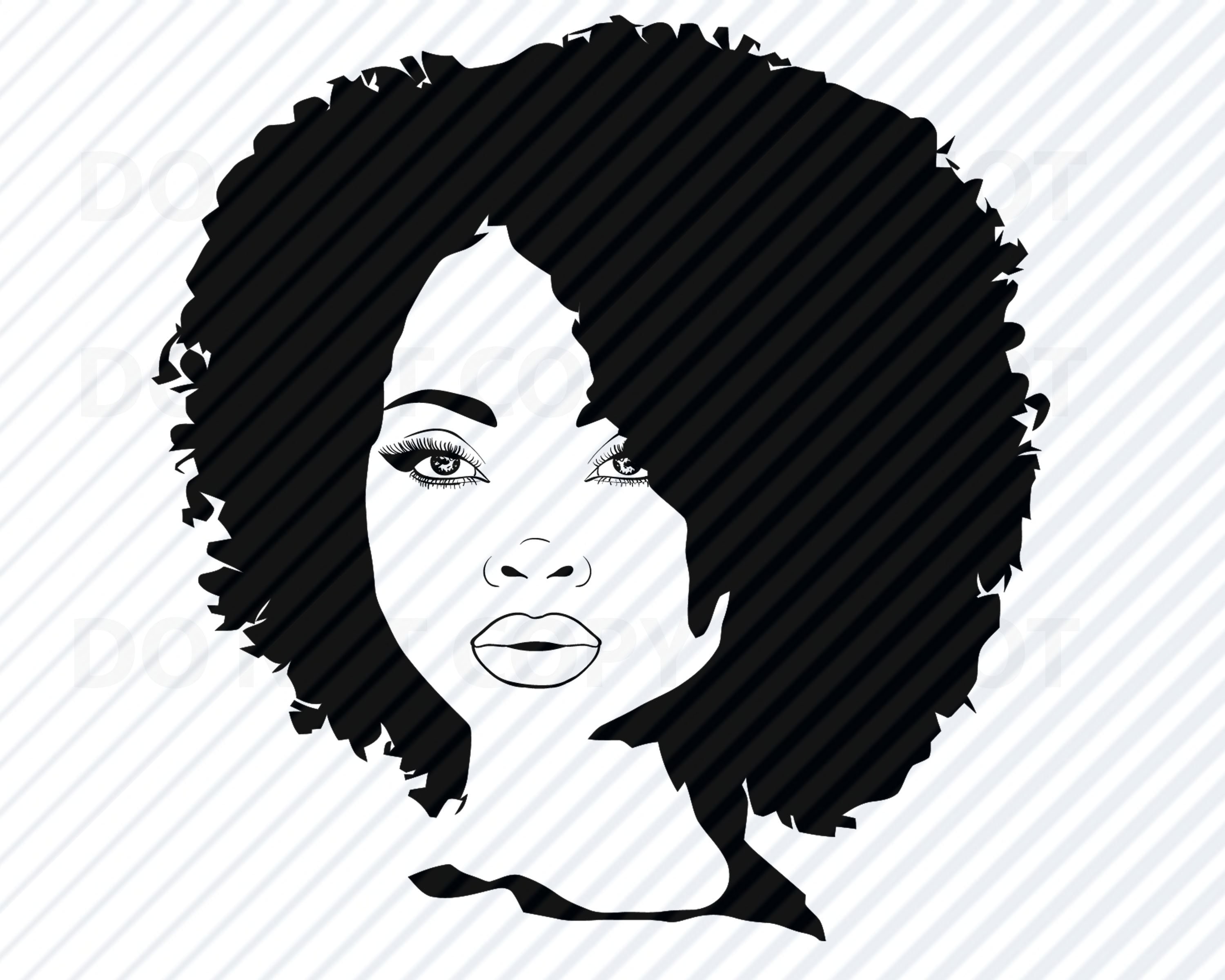 Download African American Woman SVG Black Woman Afro Silhouette Clip | Etsy