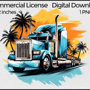 Semi camion Png pour Sublimation, semi Rig camion clip art, 18 roues T-shirt Design Big Rig fret camion clipart