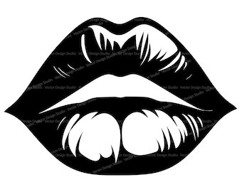 Lips Svg & PNG Files, Womans Lips logo Silhouette Vector Image Clipart, SVG For T shirt Design, Transparent Background Print