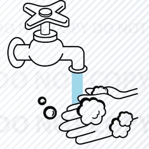 Wash Your Hands SVG Files  - Clip Art Silhouette Faucet Vector Images - Bathroom SVG Eps, Hands Png ,Dxf clipart Wash hands print