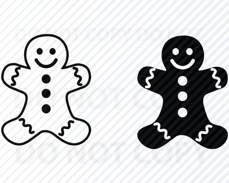 Gingerbread Man SVG Silhouette Gingerbread Vector Images Etsy