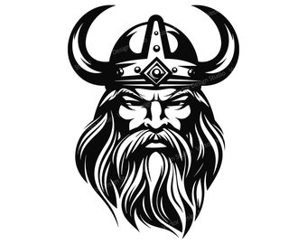 Viking Head Svg file graphic, Viking warrior logo design, norseman vector image clip art,