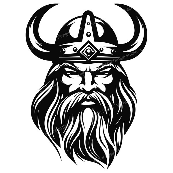 Viking Head Svg file graphic, Viking warrior logo design, norseman vector image clip art,