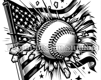 Baseball Softball Flag SVG, Patriotic Sports Clipart (Digital Download)