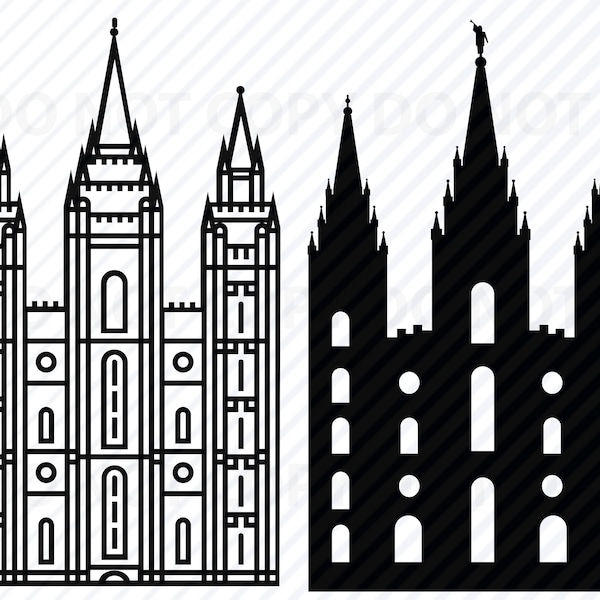 LDS Temple SVG Bundle Salt Lake City Utah Mormon Temple Silhouette Outline Cut File - Digital Download - SVG Files Temple Vector