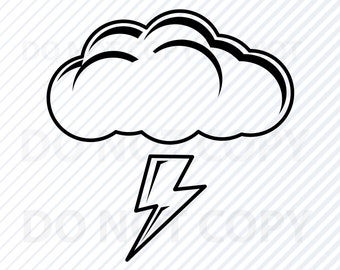 Lightning Clouds SVG Files- Storm Clip Art- Could Vector Images - Svg Files For Silhouette Eps, Lightning Png ,Dxf, Weather svg