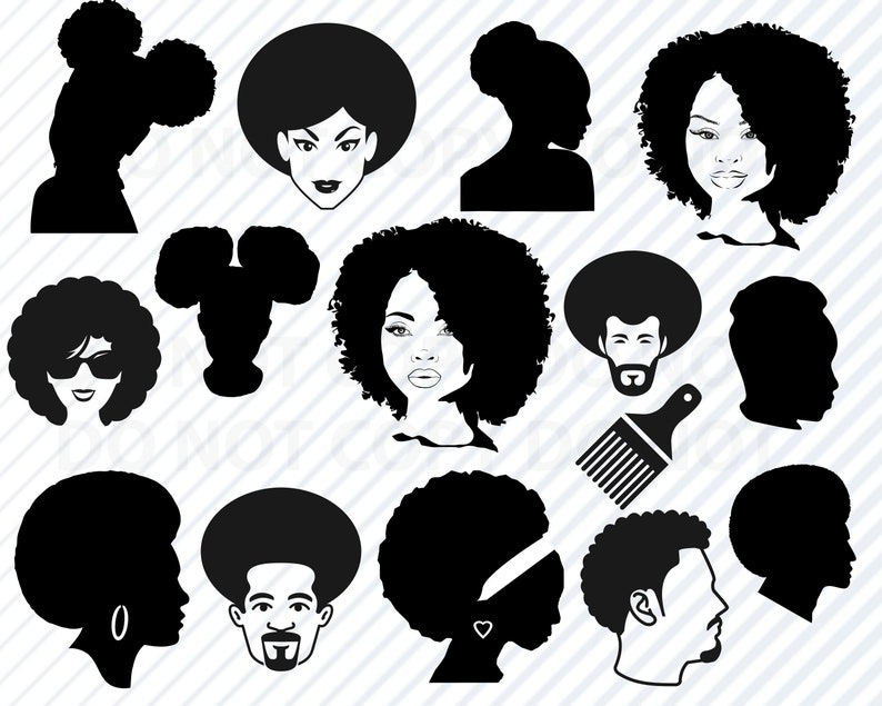 Download Afro SVG Bundle Woman Afro Silhouette Clip Art Man Afro ...