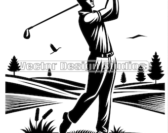 Golfing Silhouette SVG, Sports T-Shirt Design (Digital Download)