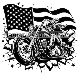 Skeleton Biker Flag Riding Motorcycle Svg & PNG Files, Skull Grim Reaper Biker Clipart  Vector Image, SVG T shirt Design, Digital Download