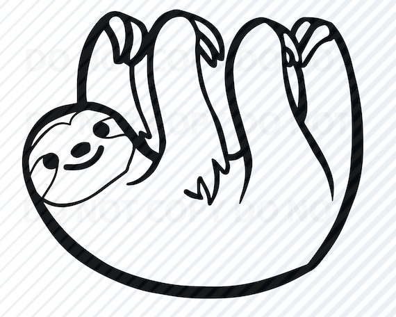 Download Sloth Svg Files For Cricut Black White Transfer Vector Etsy