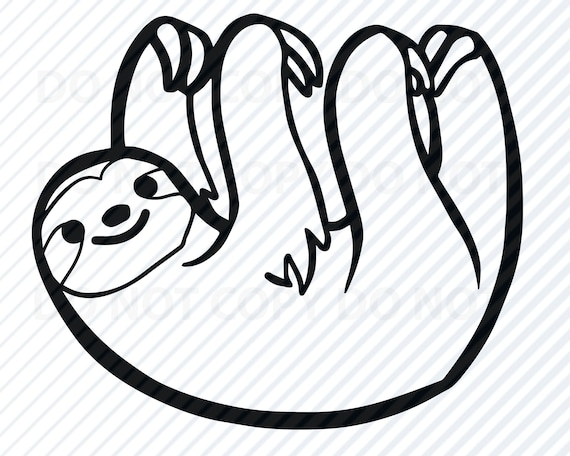 Sloth Svg Files For Cricut Black White Transfer Vector Etsy