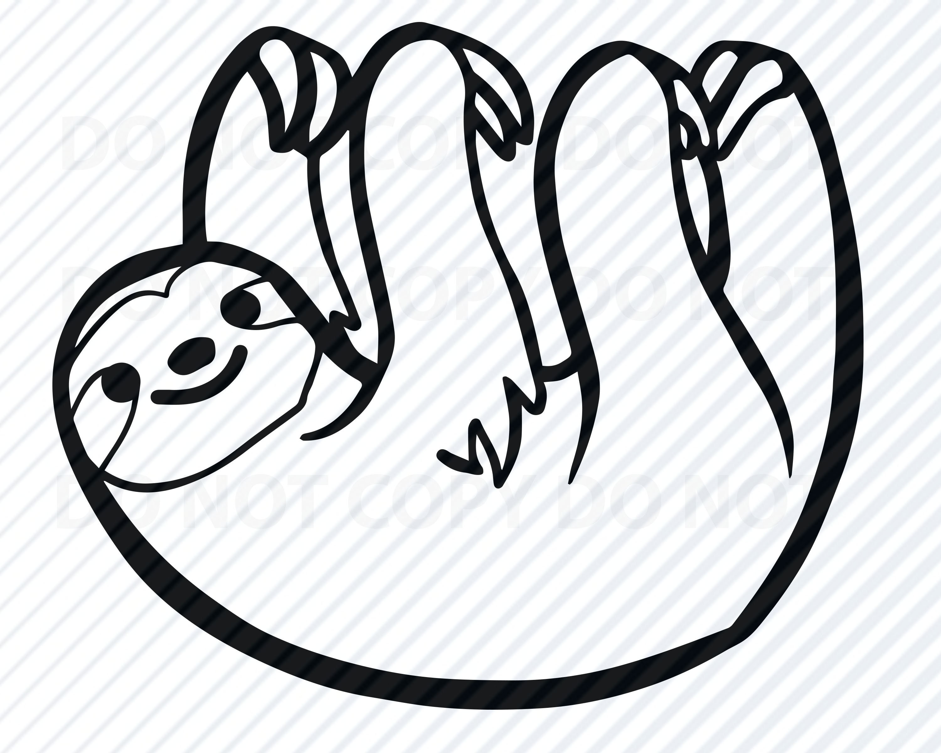 Download Sloth Svg Files For Cricut Black White Transfer Vector Etsy