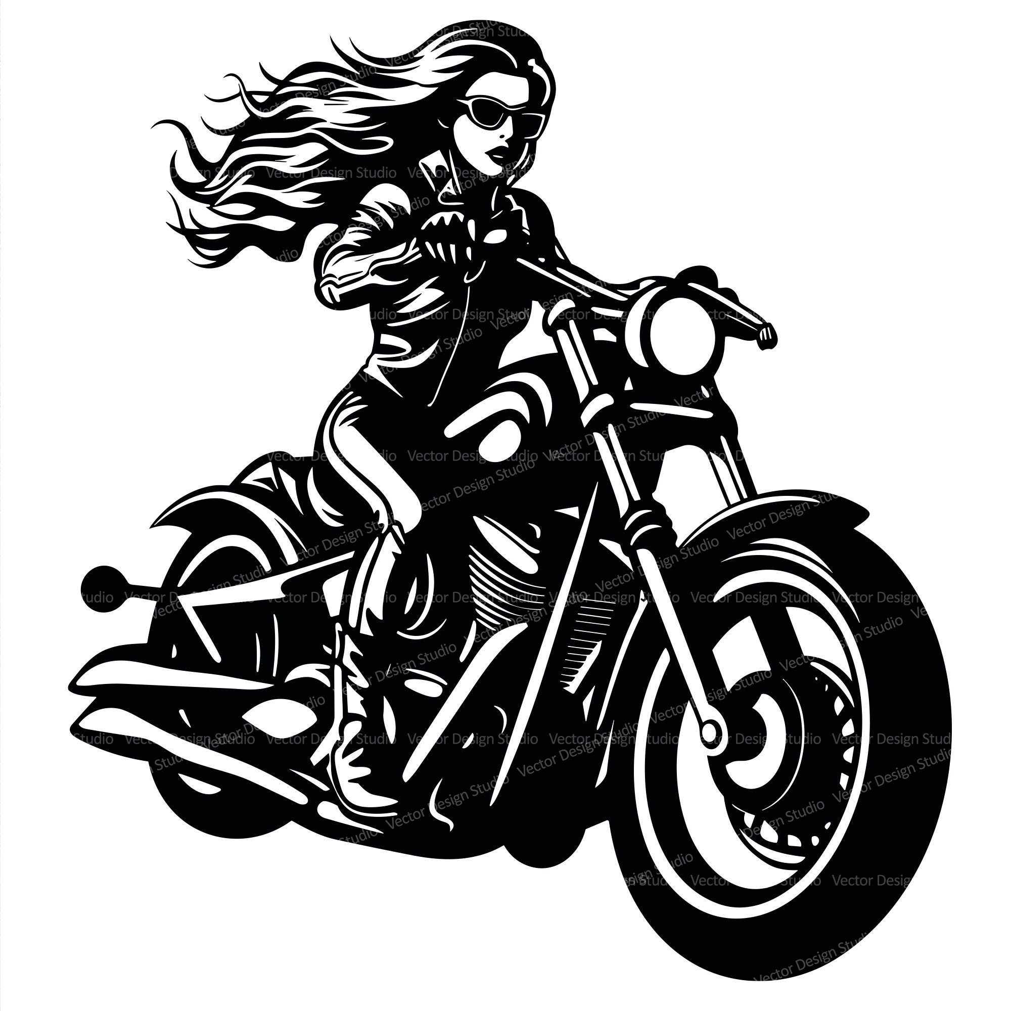 A girl riding a motorcycle sale
