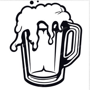 Beer Mug SVG File - Beer Glass Vector Images, Foaming beer Silhouette, 0ctoberfest SVG design, drinking svg ClipArt