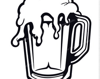 Beer Mug SVG File - Beer Glass Vector Images, Foaming beer Silhouette, 0ctoberfest SVG design, drinking svg ClipArt