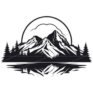 Mountains  Svg & PNG File Graphic, Nature Vector Clipart, Campers Illustration SVG For T shirt Design, Transparent Background digital file