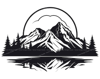 Mountains SVG, PNG File, Nature Vector Clipart, Campers Illustration (Digital File)