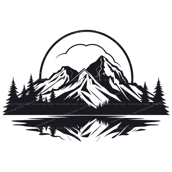 Tshirt - Geometric Graphic Design - Mountains Lake Sun Tshirt - Geometric Graphic Design - Mountains Lake Sun