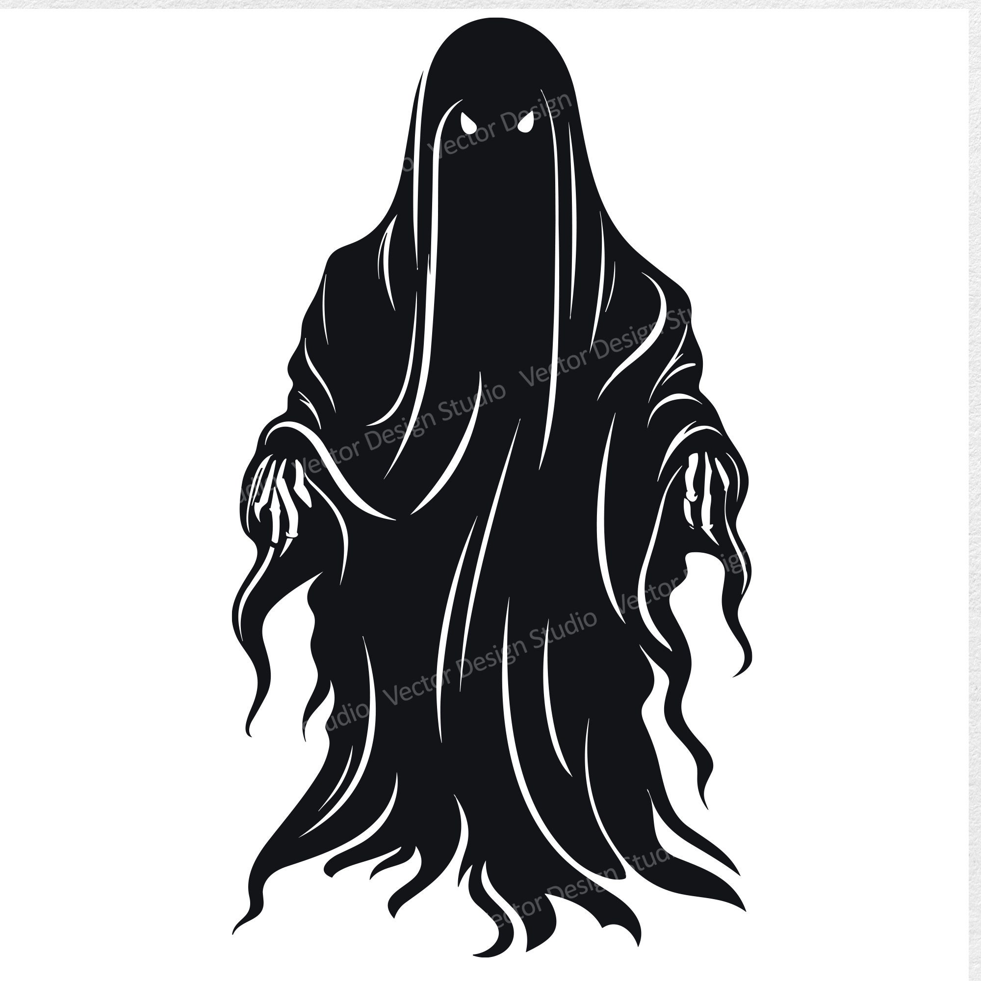 Ghost Svg File Graphic, Halloween Silhouette Vector Image clipart, Spooky Wraith Ghost Logo, Cut file, Cnc File Digital Download