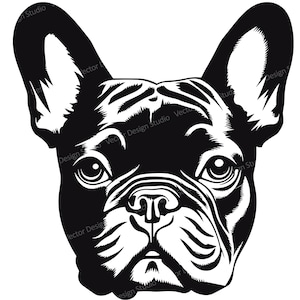 Arquivo SVG de cabeça de buldogue francês - Imagens vetoriais de perfil de Frenchie Clipart Imagem SVG de cachorro para logotipo