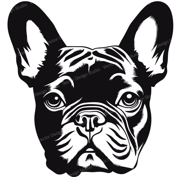 French Bulldog Head SVG File  - Frenchie Profile Vector Images Clipart Dog SVG Image for Logo