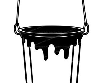 Black and white paint bucket silhouette Royalty Free Vector