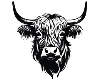 Highland Cow SVG File - Highland Cow Head Vector Images, Animal Clipart SVG Image for Logo