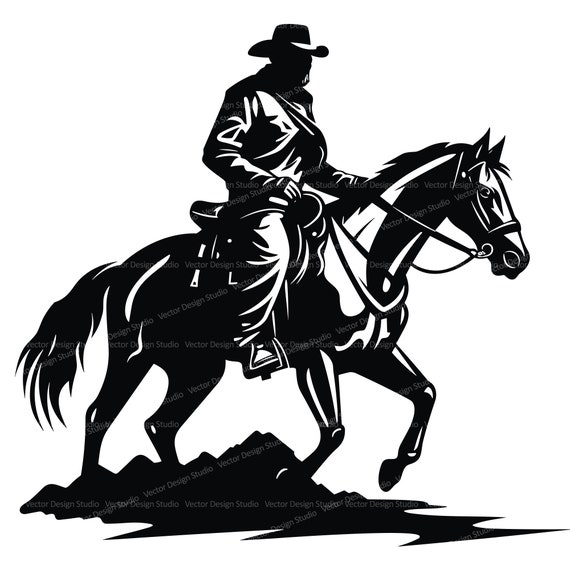 Cowboy Riding Horse Svg & PNG File Graphic, Western Vector Clipart,  Illustration SVG for T Shirt Design, Transparent Background Print - Etsy  Canada