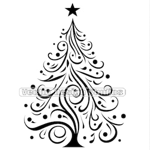 Christmas Tree Svg & PNG Files, Xmas Stylized Christmas Clipart, Silhouette Vector Image, SVG Shirt Design, Fir tree Graphic, Digital File