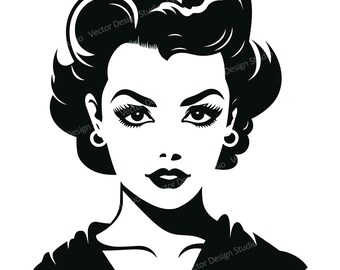 Archivo SVG de ama de casa retro: imágenes prediseñadas de mujer vintage, imagen vectorial